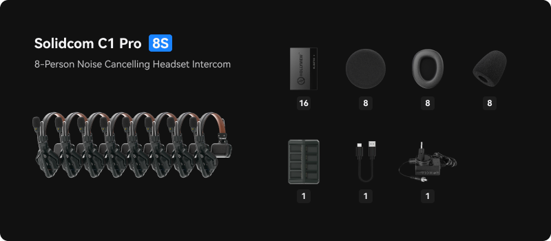 HOLLYLAND Solidcom C1 Pro Full-Duplex Wireless Intercom System Headsets (1.9 GHz) 