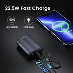 ZLOS TINY 10 Portable Mini Power Bank with Built-in Cable Charger (10000mAh)