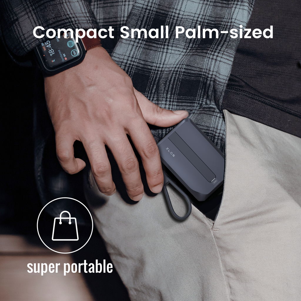 ZLOS 10000mAh Portable Mini Power Bank 自帶線充電器