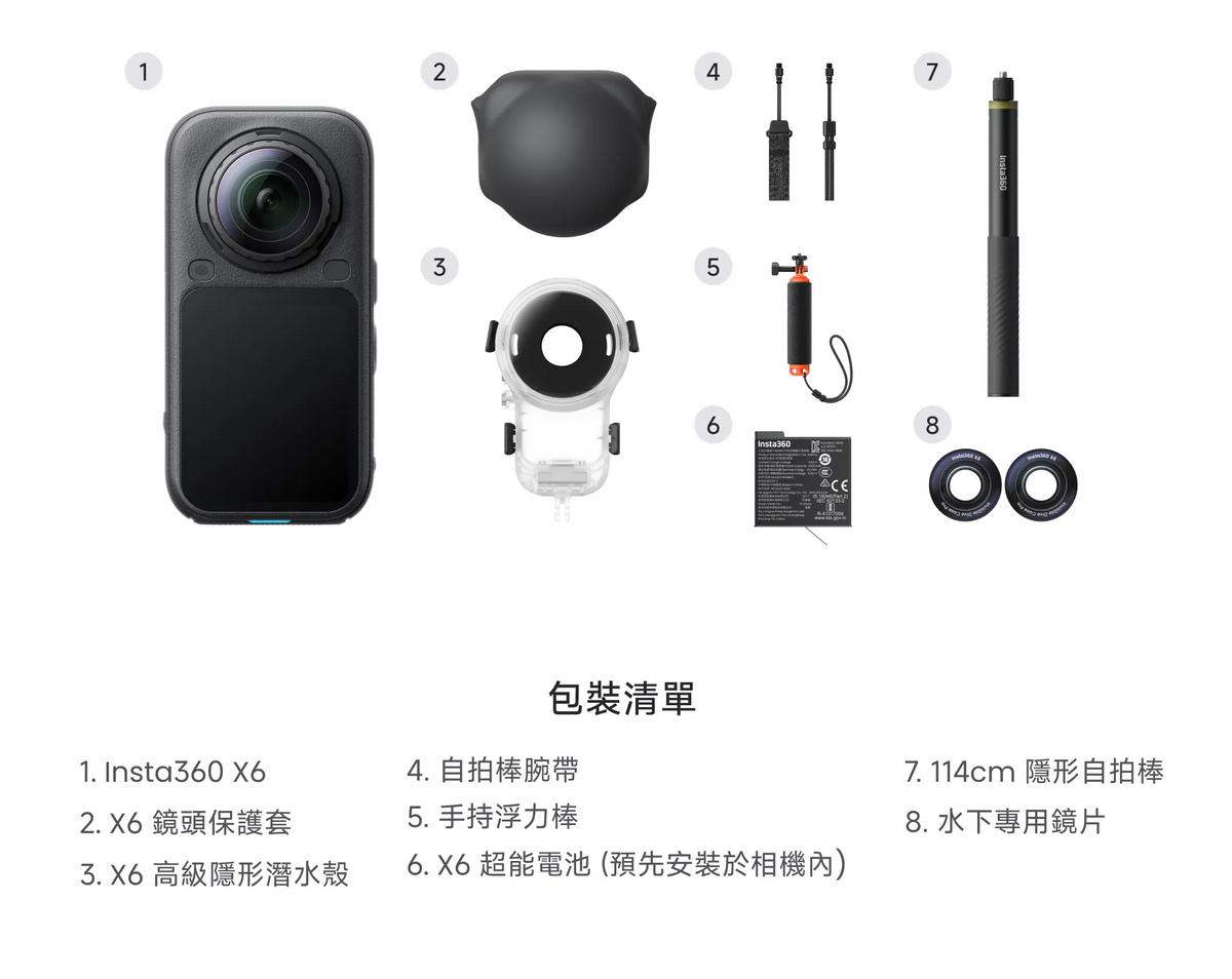 Insta360 X6 超旗艦 8K 全景相機 - 香港行貨直送